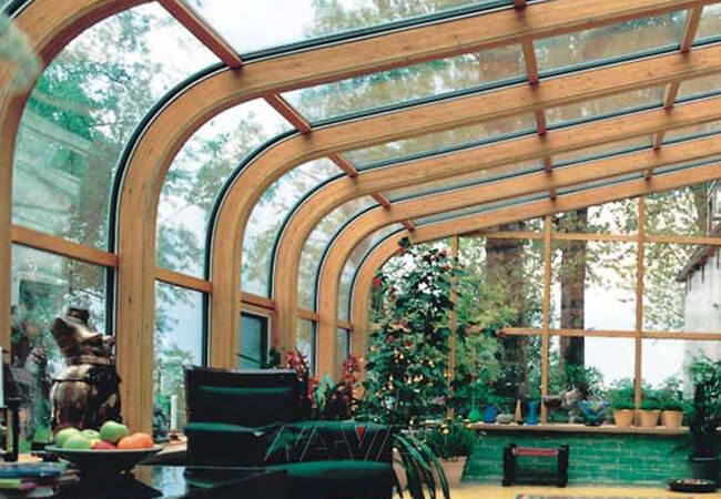 Four Seasons-Plattform-Einschließungen gebogener Dach Sunroom-Stahlrahmen Sunroom 0